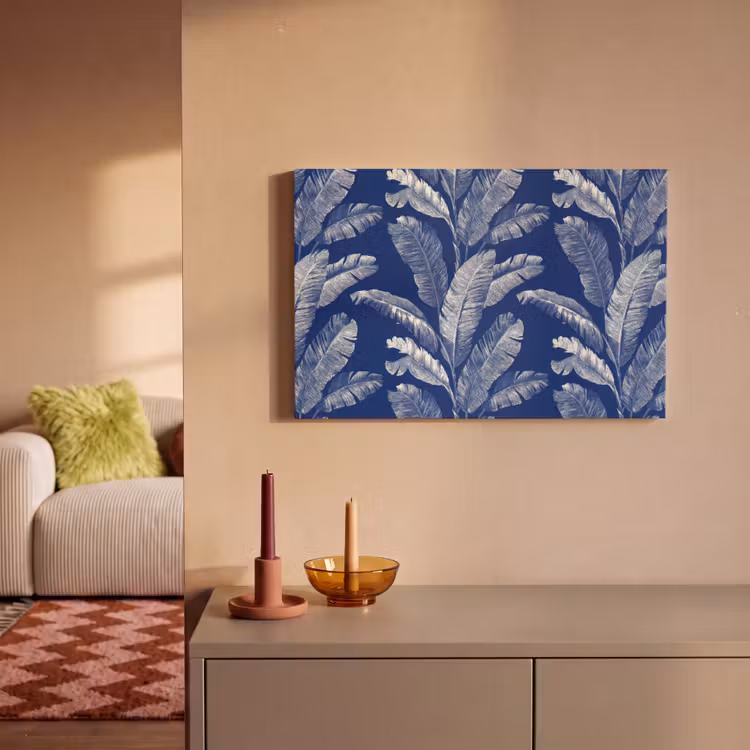 Blad - Palm - Blauw canvas 2cm klein 34 -sfeer1