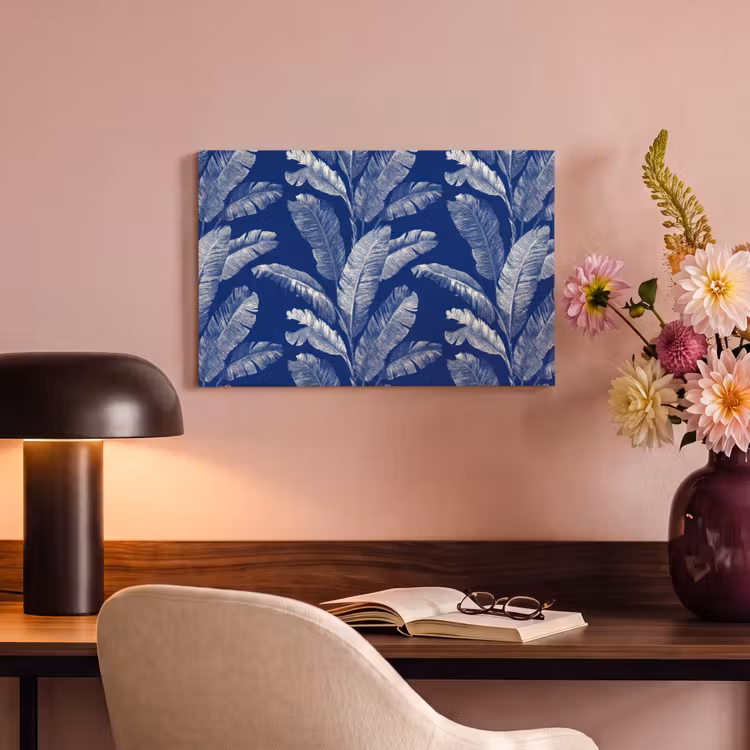 Blad - Palm - Blauw canvas 2cm klein 34 -sfeer4