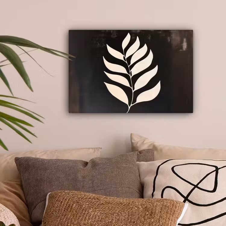 Blad - Wit - Minimalistisch canvas 2cm klein -sfeer1