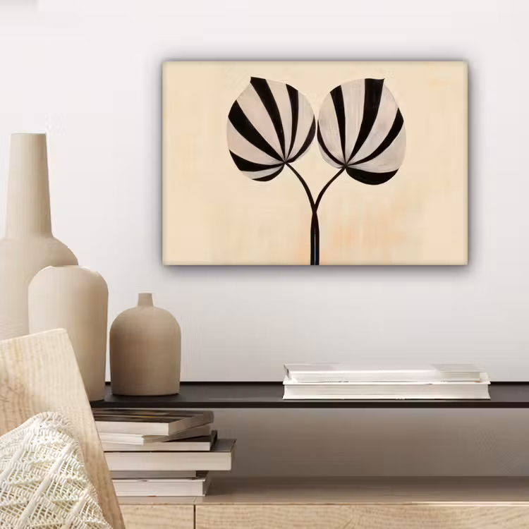 Bladeren - Gestreept - Stengel - Beige canvas 2cm klein -sfeer6