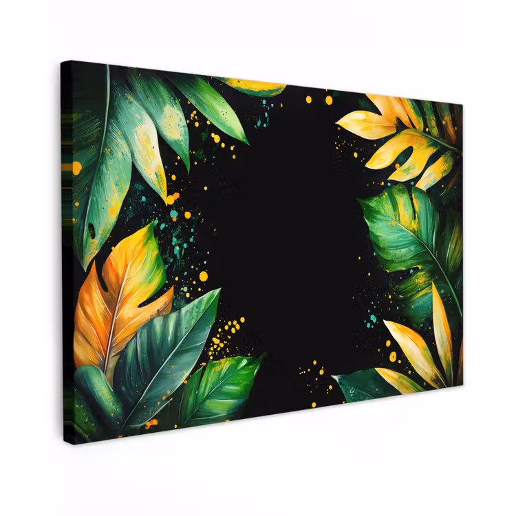 Bladeren - Groen - Geel - Verf - Jungle canvas 2cm klein -z3d