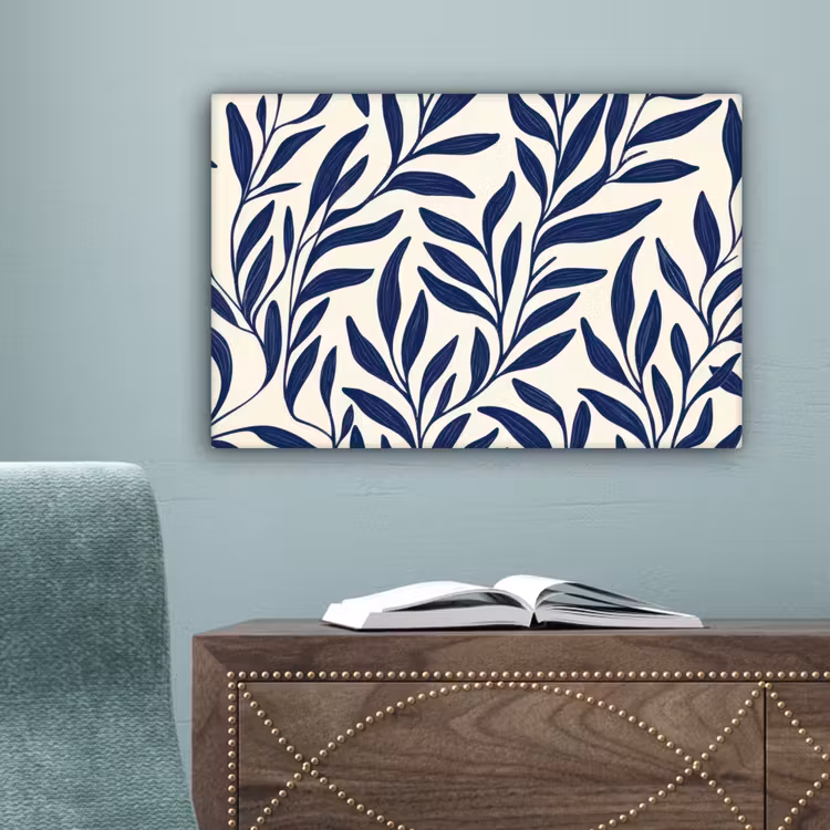 Bladeren - Klimop - Donkerblauw canvas 2cm klein -sfeer4