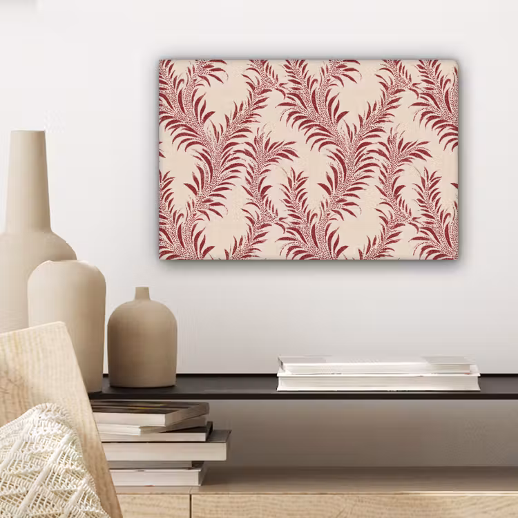 Bladeren - Linnen - Rood canvas 2cm klein 34 -sfeer6