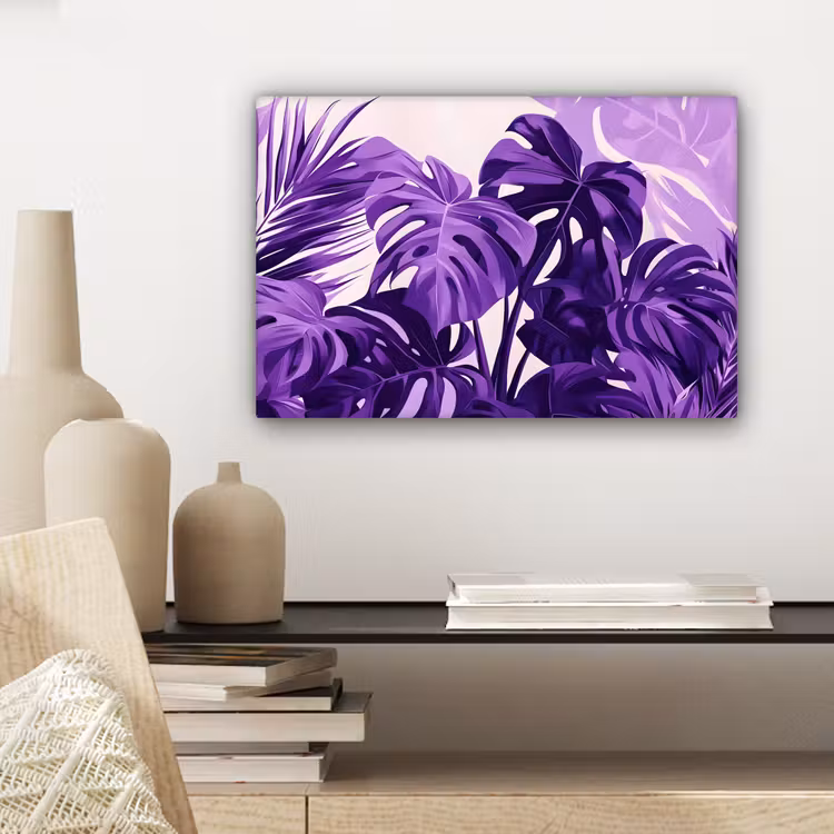 Bladeren - Paars - Tropisch - Abstract canvas 2cm klein -sfeer6