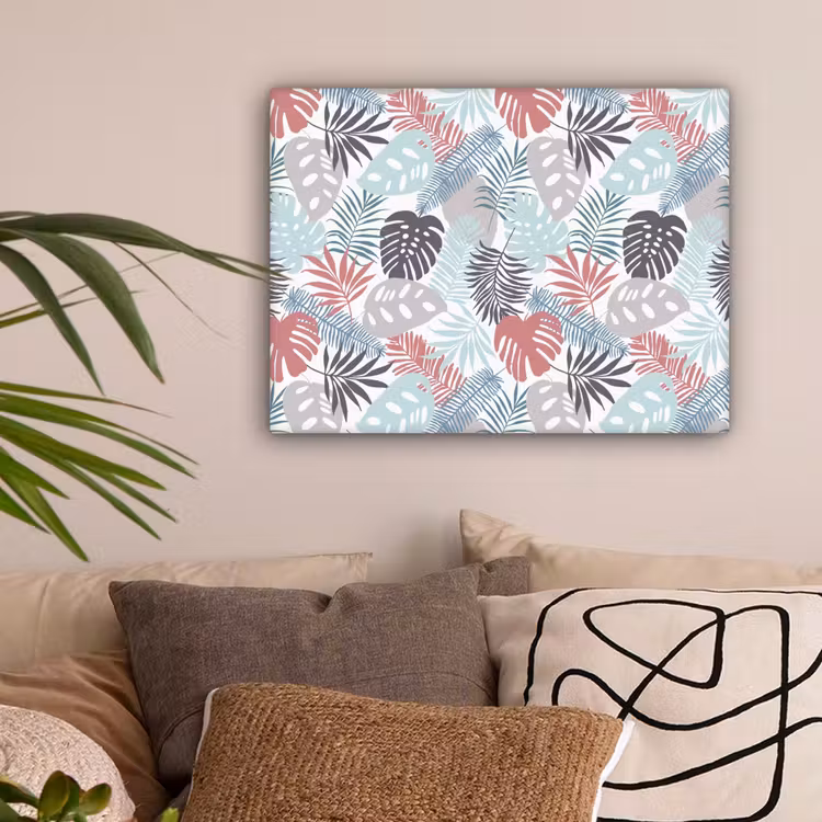 Inductie beschermer - Bladeren - Pastel - Jungle - Afdekplaat voor kookplaat canvas 2cm klein -sfeer1