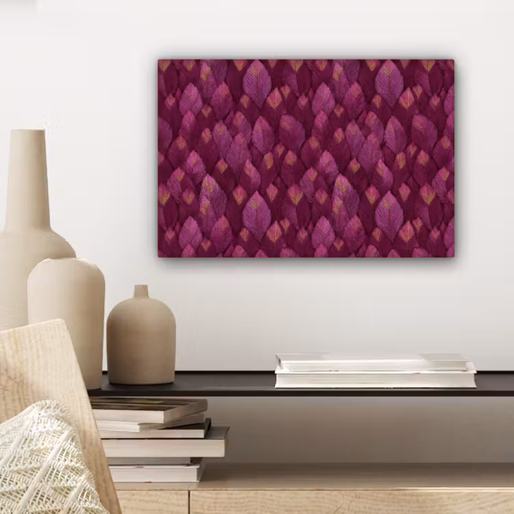 Bladeren - Patroon - Burgundy canvas 2cm klein 34 -sfeer6