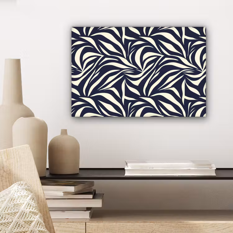 Bladvormen - Blauw - Patroon - Wit canvas 2cm klein 34 -sfeer6