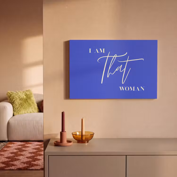 Blauw - I am that woman - Sierlijk - Minimalistisch canvas 2cm klein -sfeer3