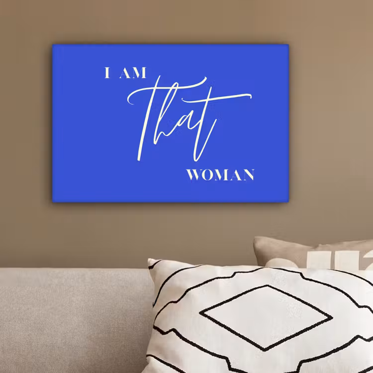 Blauw - I am that woman - Sierlijk - Minimalistisch canvas 2cm klein -sfeer4