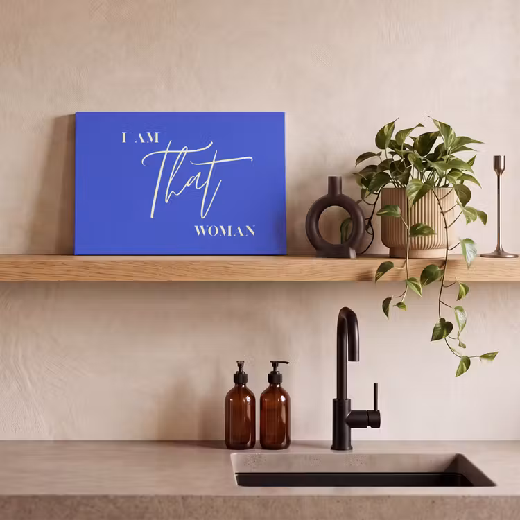 Blauw - I am that woman - Sierlijk - Minimalistisch canvas 2cm klein -sfeer6