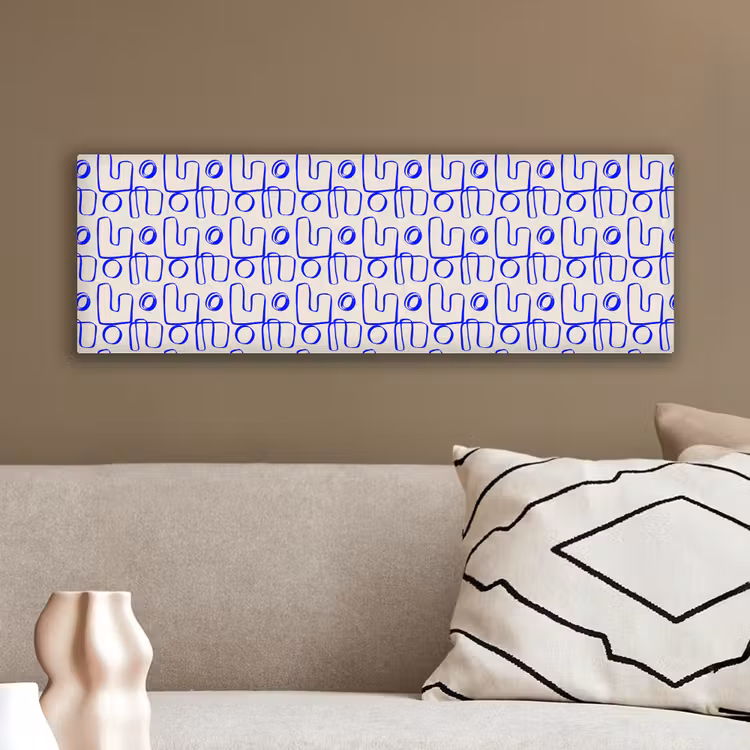 Blauw - Patroon - Beige - Abstract canvas 2cm klein 828 -sfeer3