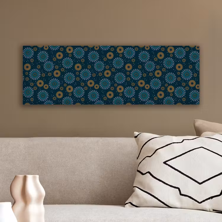Blauw - Patroon - Retro canvas 2cm klein 828 -sfeer3