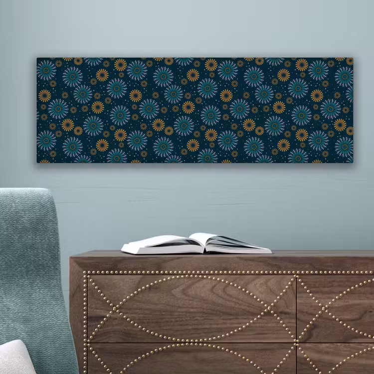 Blauw - Patroon - Retro canvas 2cm klein 828 -sfeer4