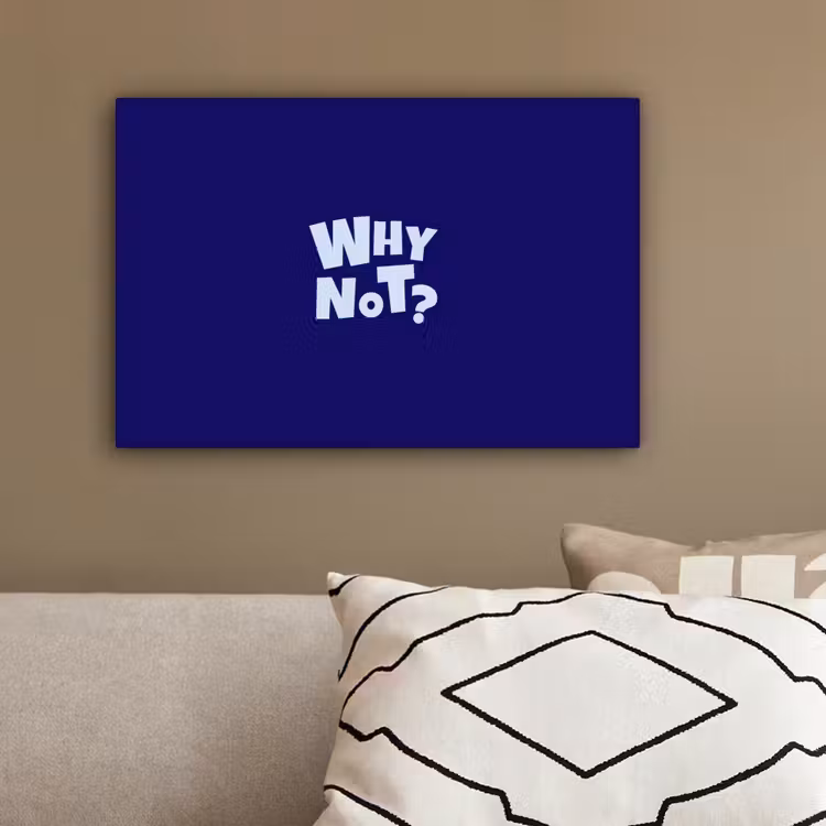 Blauw - Why not - Minimalistisch canvas 2cm klein -sfeer3