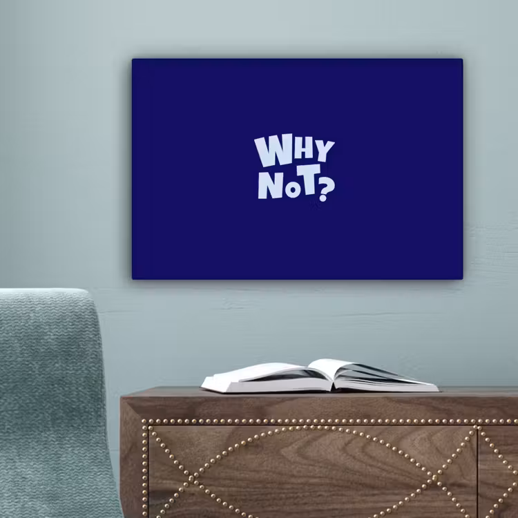 Blauw - Why not - Minimalistisch canvas 2cm klein -sfeer4