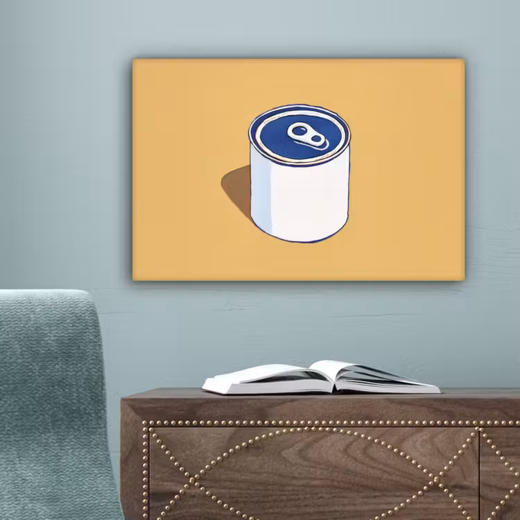Blikje - Minimalistisch - Blauw - Illustratie canvas 2cm klein -sfeer4