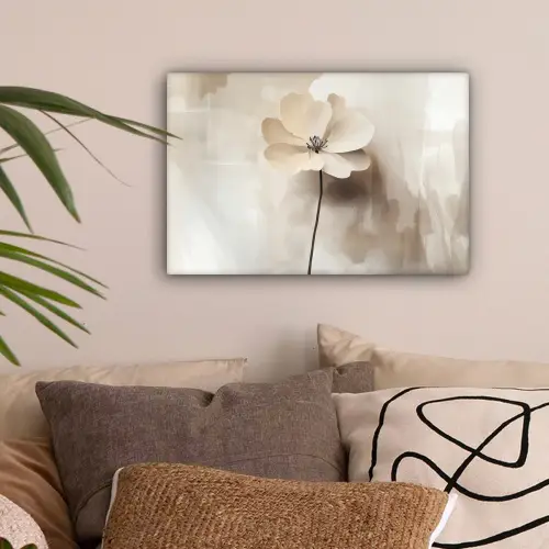 Bloem - Beige - Verf - Schaduw canvas 2cm klein -sfeer1