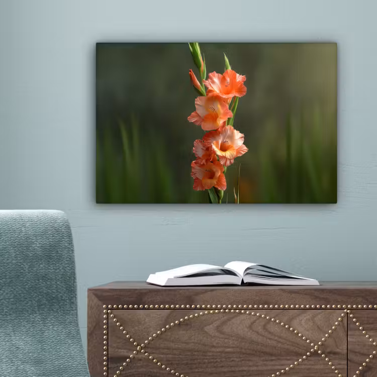 Bloem - Gladiolen - Zalmroze canvas 2cm klein -sfeer4