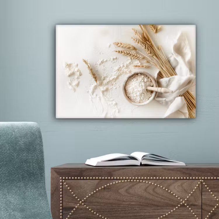 Bloem - Hout - Tarwe canvas 2cm klein -sfeer4