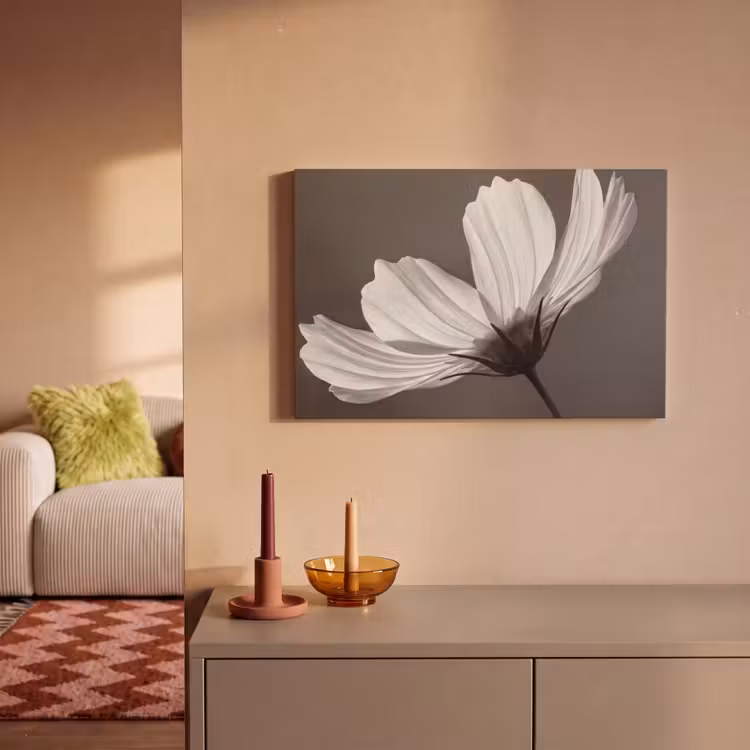 Bloem - Minimalistisch - Zwart - Wit canvas 2cm klein -sfeer1