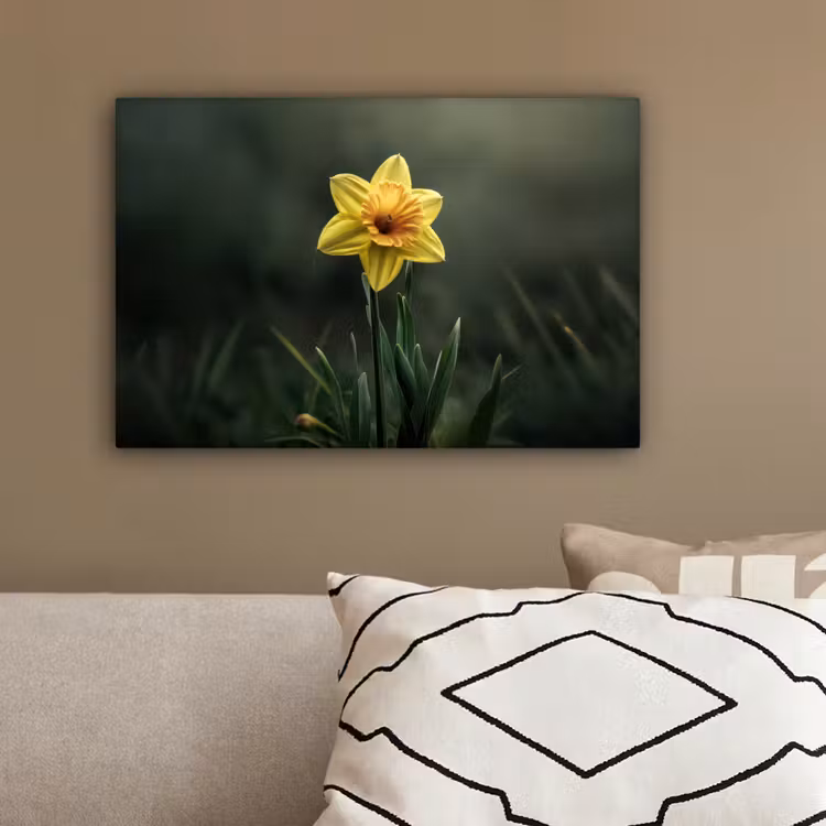 Bloem - Narcis - Gras - Geel canvas 2cm klein -sfeer3