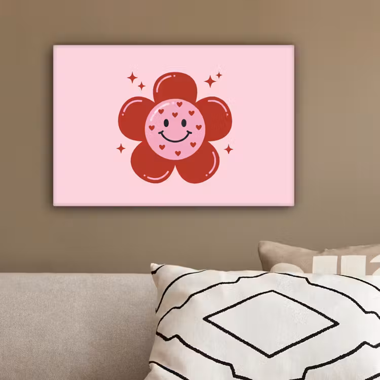 Bloem - Roze - Hartjes canvas 2cm klein -sfeer3