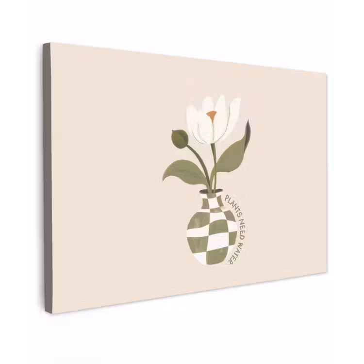 Bloem - Wit - Vaas - Quote canvas 2cm klein -z3d