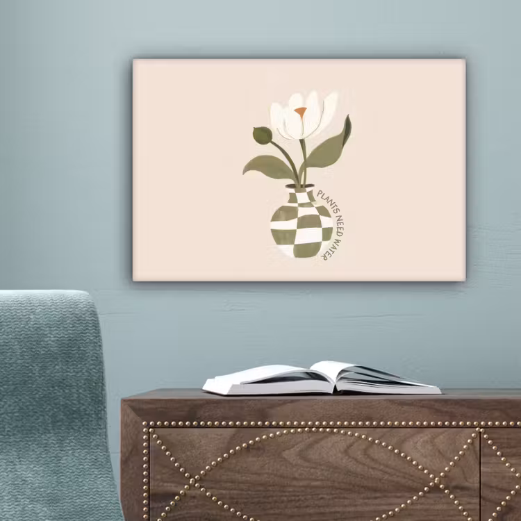 Bloem - Wit - Vaas - Quote canvas 2cm klein -sfeer4