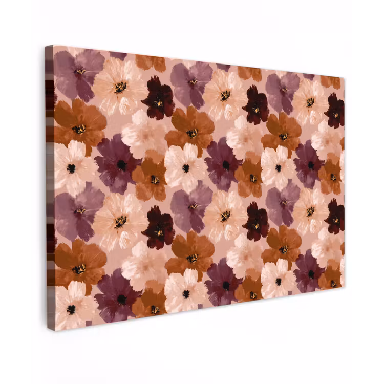 Bloemen - Abstract - Aardetinten canvas 2cm klein 34 -z3d