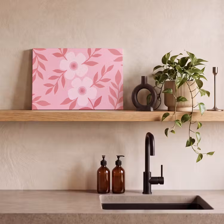 Bloemen - Abstract - Modern - Roze - Natuur canvas 2cm klein -sfeer3