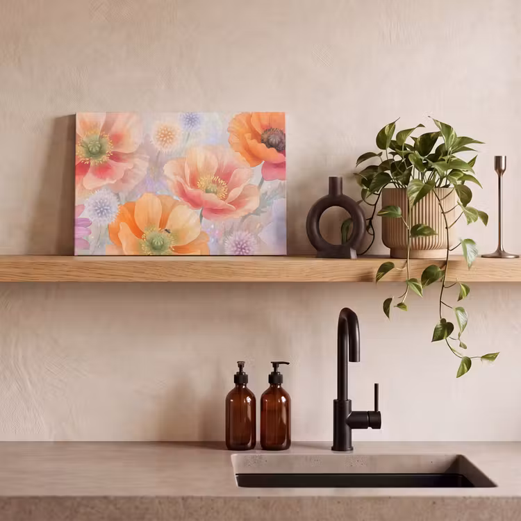 Bloemen - Aquarel - Natuur - Modern - Kleurrijk canvas 2cm klein -sfeer3