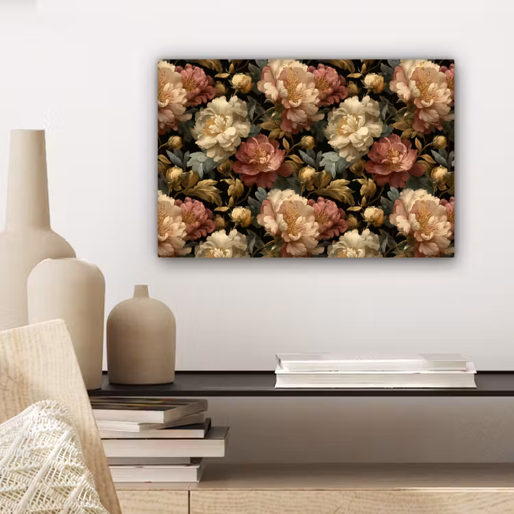 Bloemen - Barok - Patroon - Roze - Crème canvas 2cm klein 34 -sfeer6