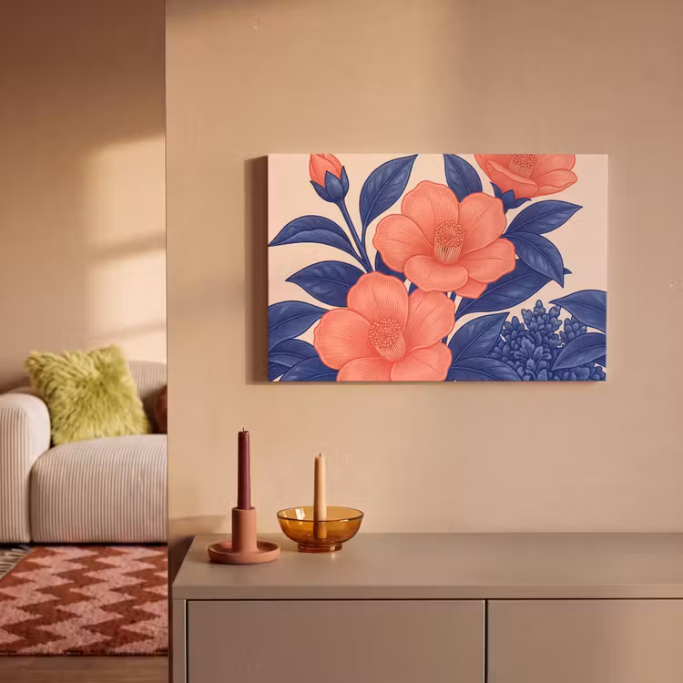 Canvas schilderij - Bloemen - Bladeren - Botanisch - Bloemen - Bladeren - Botanisch canvas 2cm klein