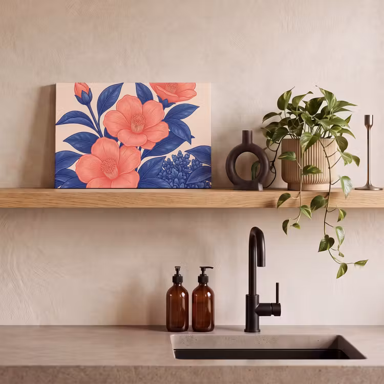 Canvas schilderij - Bloemen - Bladeren - Botanisch - Bloemen - Bladeren - Botanisch canvas 2cm klein