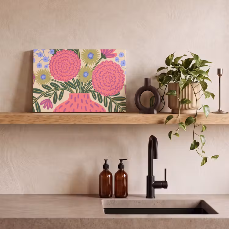 Bloemen - Boeket - Natuur - Abstract - Roze canvas 2cm klein -sfeer3