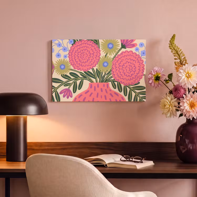 Bloemen - Boeket - Natuur - Abstract - Roze canvas 2cm klein -sfeer4