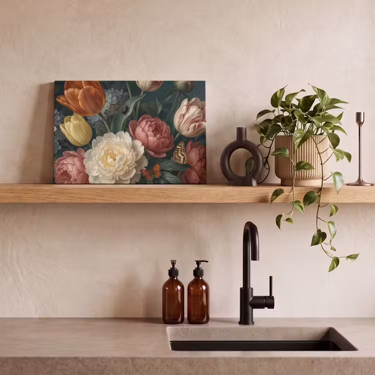 Bloemen - Boeket - Natuur - Klassiek - Donker canvas 2cm klein -sfeer3