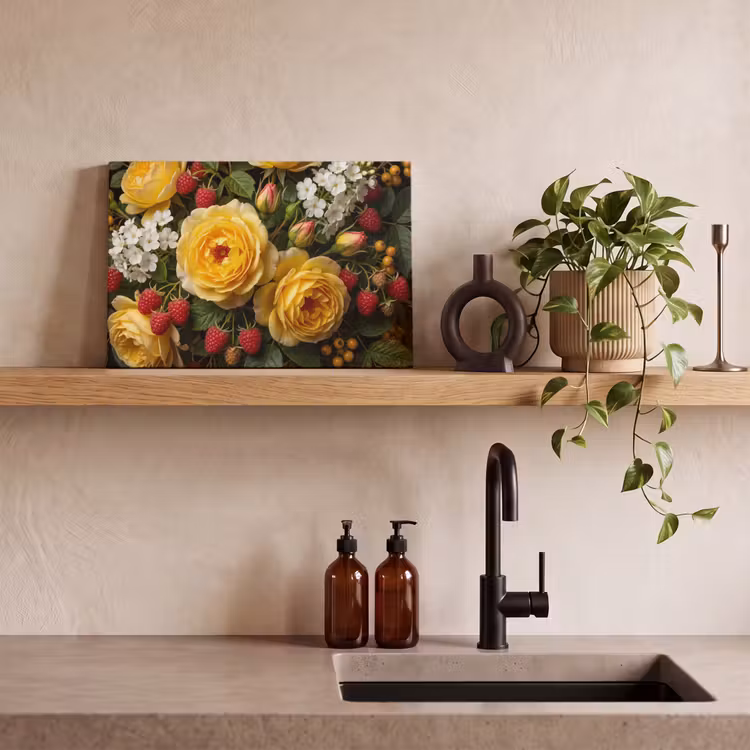 Bloemen - Boeket - Natuur - Klassiek - Geel canvas 2cm klein -sfeer3