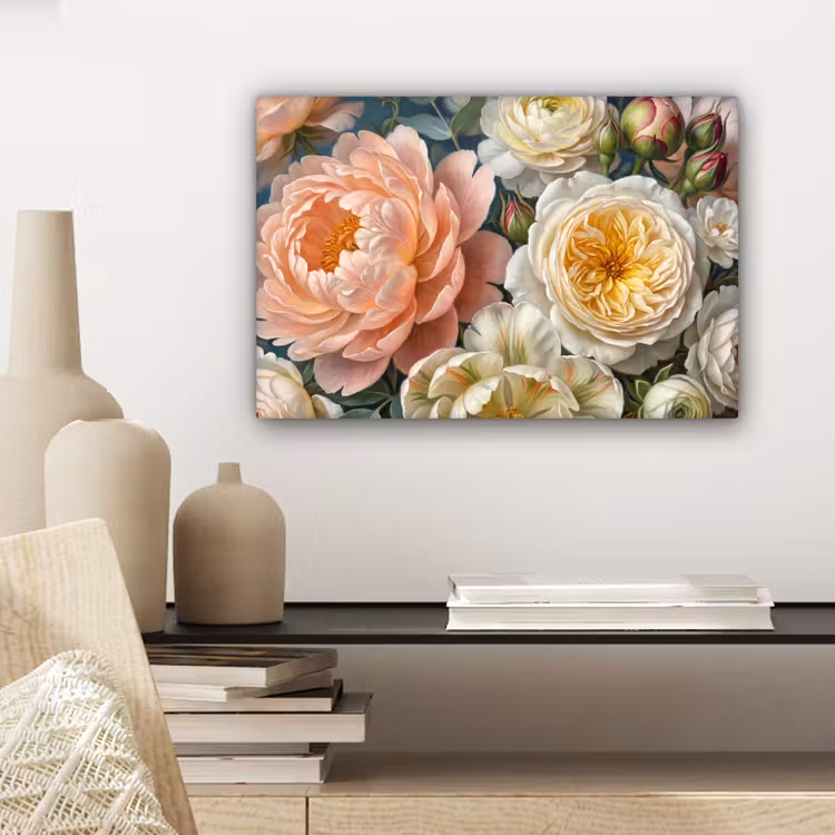 Bloemen - Boeket - Natuur - Klassiek - Kleurrijk canvas 2cm klein -sfeer6