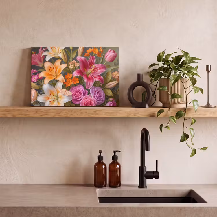 Bloemen - Boeket - Natuur - Kleurrijk - Modern canvas 2cm klein -sfeer3