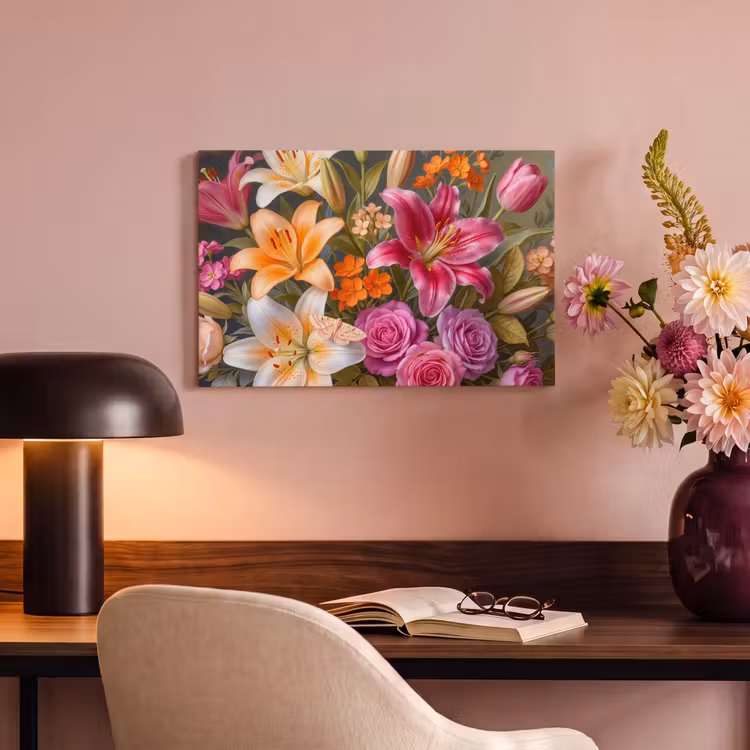 Bloemen - Boeket - Natuur - Kleurrijk - Modern canvas 2cm klein -sfeer4