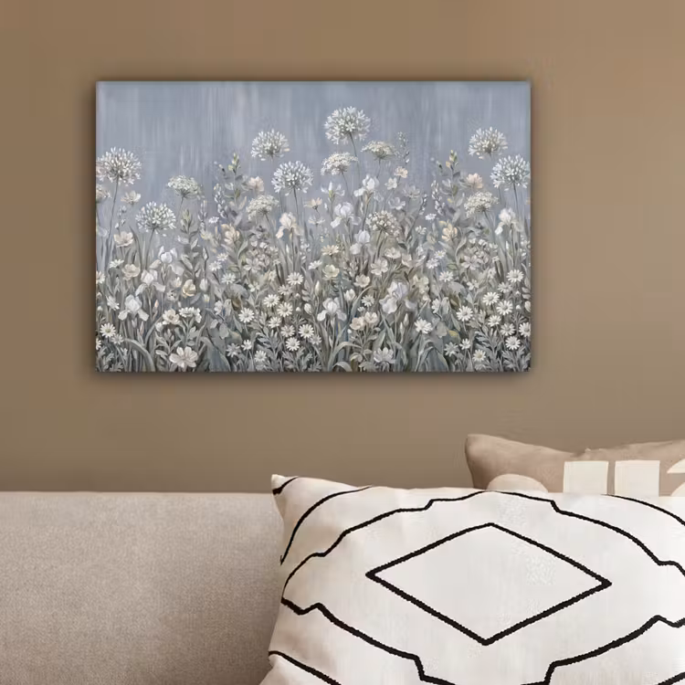 Bloemen - Botanisch - Blauw canvas 2cm klein -sfeer3