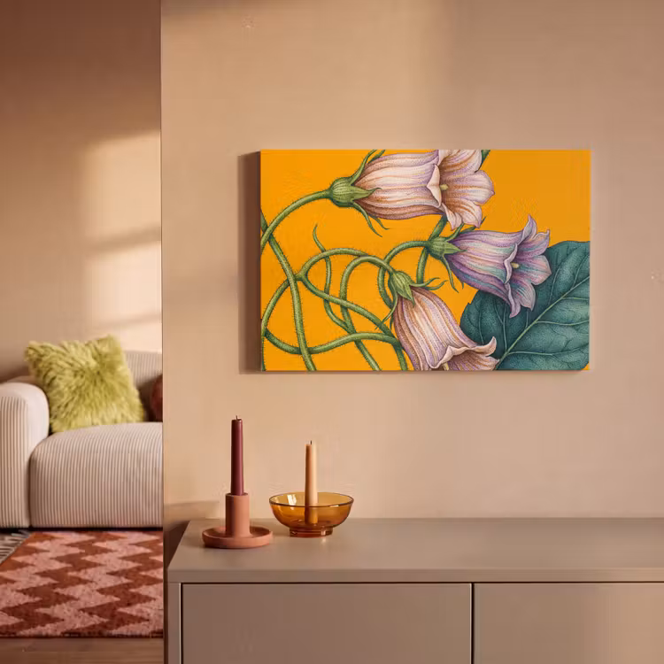 Canvas schilderij - Bloemen - Botanisch - Geel - Bloemen - Botanisch - Geel canvas 2cm klein