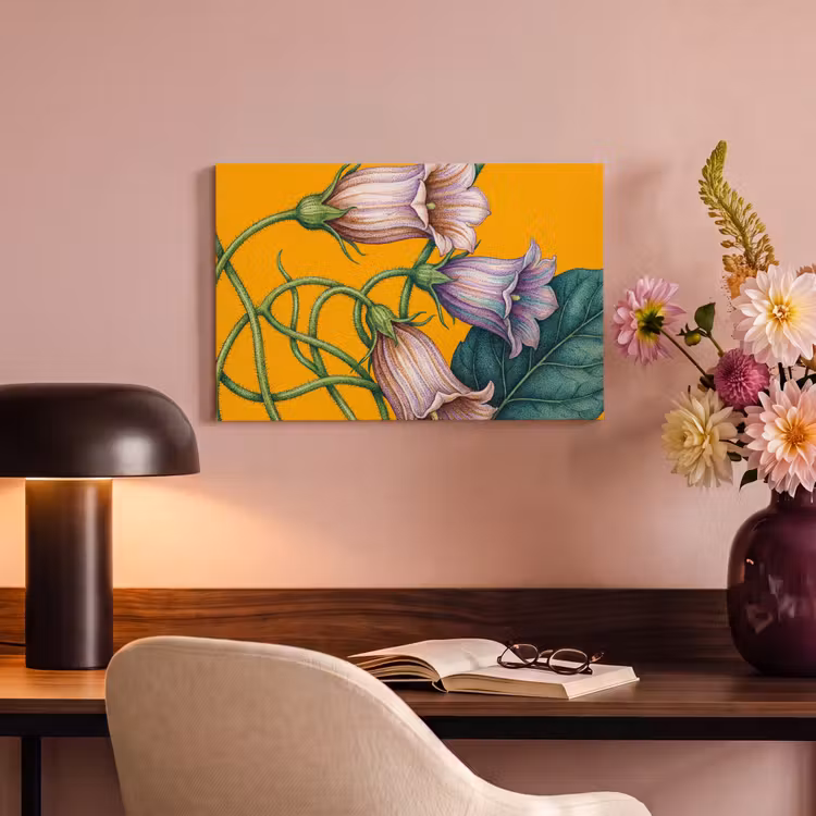Canvas schilderij - Bloemen - Botanisch - Geel - Bloemen - Botanisch - Geel canvas 2cm klein