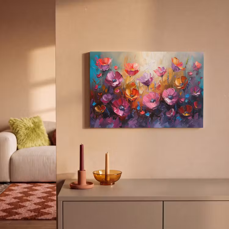 Bloemen - Botanisch - Kunst - Roze - Natuur canvas 2cm klein -sfeer1