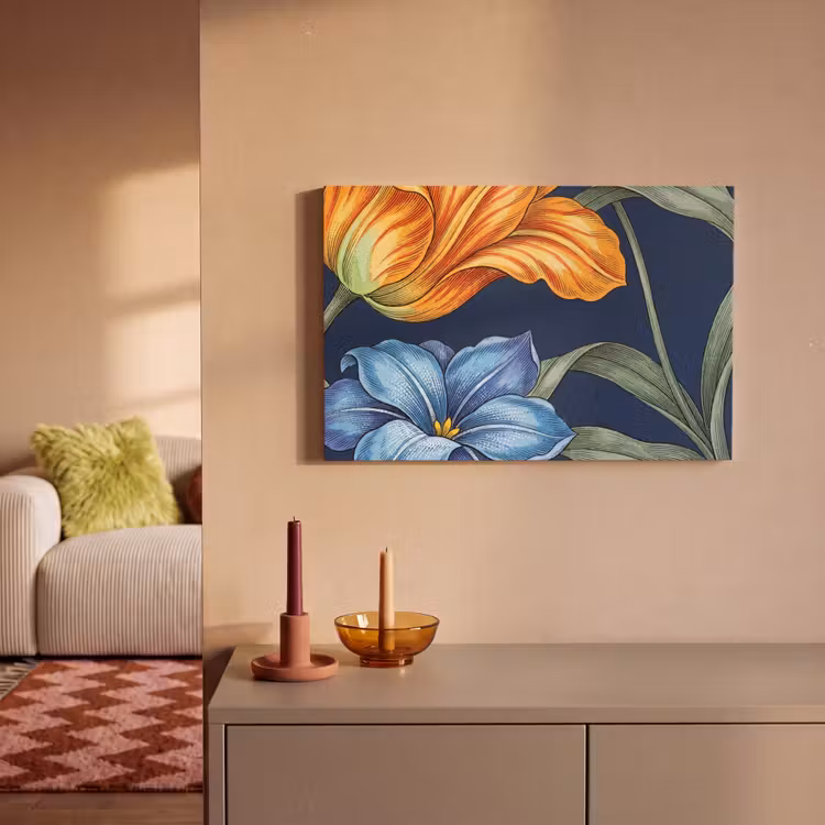 Canvas schilderij - Bloemen - Botanisch - Patroon - Bloemen - Botanisch - Patroon canvas 2cm klein