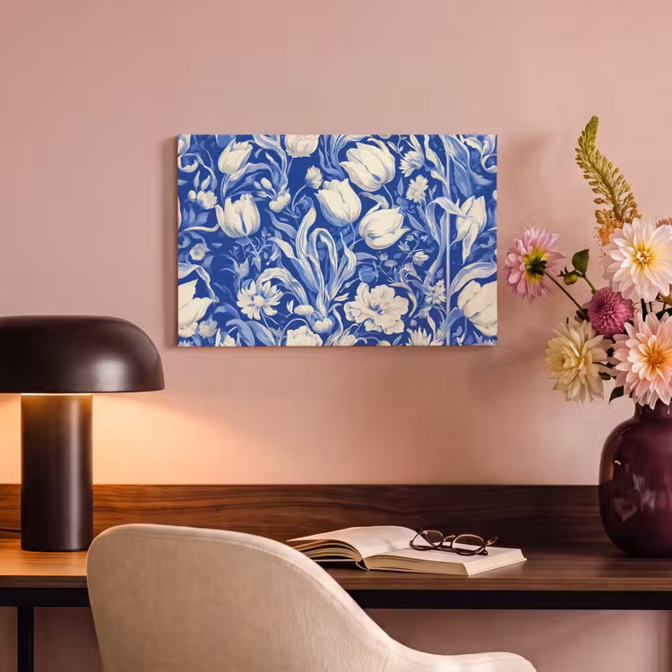 Bloemen - Delfts Blauw - Patroon - Tulp canvas 2cm klein -sfeer4