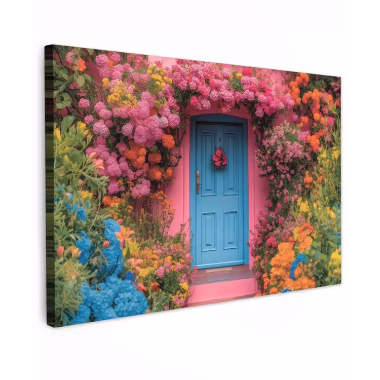 Bloemen - Deur - Roze canvas 2cm klein -z3d