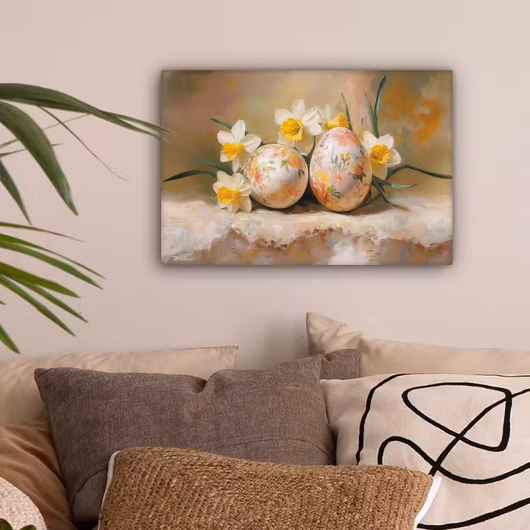 Bloemen - Eieren - Geschilderd canvas 2cm klein -sfeer1