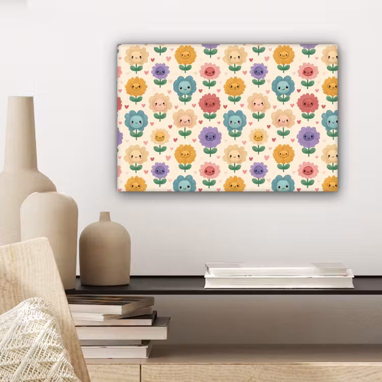 Bloemen - Hartjes - Kleurrijk canvas 2cm klein 34 -sfeer6